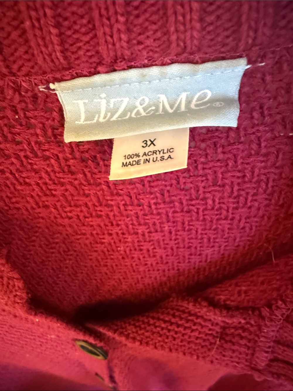 Liz & Me Raspberry Knit Button-Front Cardigan - Picture 4 of 5
